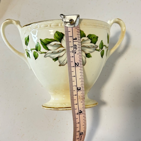 Homer Laughlin Georgian Eggshell Cotillion Magnolia Pattern Sugar Bowl and Lid - Picture 14 of 14